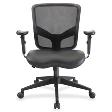 Lorell Mesh Back/Leather Seat Exec Mid-back Chair