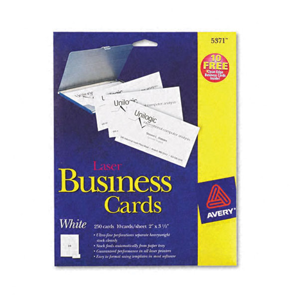Avery 5371 OEM White Business Cards for Laser (25 Sheets/Pkg)