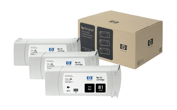 HP C5066A (HP 81) Black OEM Dye (3-Ink Multipack)