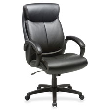 Lorell Leather High-back Nylon Base Exec Chair