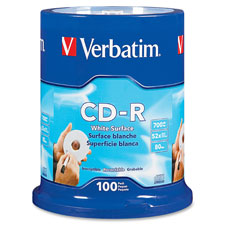 Verbatim Blank White CD-R Printable Disks