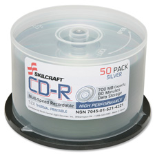 SKILCRAFT 52x Recordable CD-R Spindle Case