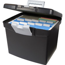 Storex Portable File Box w/Large Organizer Top