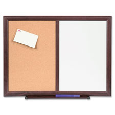 Lorell Dry-erase Mahogany Frame Cork Combo Boards