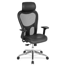 Lorell Exec. High-back Leather/Mesh Exec. Chair
