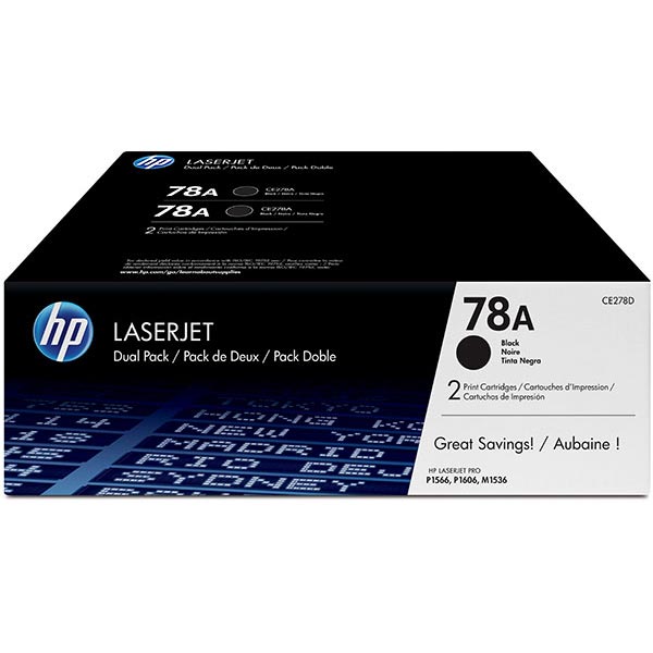 HP CE278AD (HP 78A) Black OEM Smart Print Cartridge (Dual Pack)