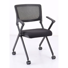 Lorell Plastic Arms Mesh Back Nesting Chair