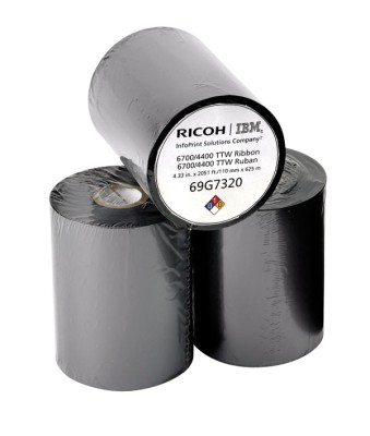 IBM 69G7320 Black OEM Thermal Transfer Wide Spectrum Wax Ribbon (6 pk) (4.33in/110mm)