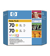 HP CB345A (HP 70) Yellow OEM Ink Cartridge (twin pk)