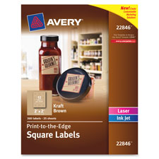 Avery Print-to-the-Edge Kraft Brown Square Labels