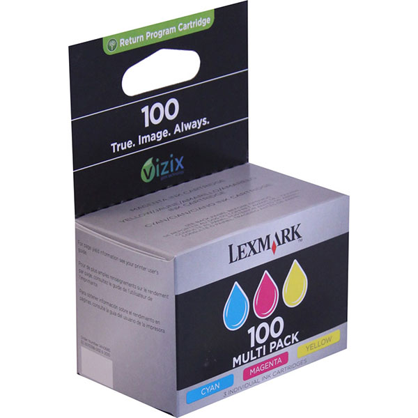 Lexmark 14N0685 (Lexmark #100C M Y XL) Cyan, Yellow, Magenta OEM Ink Cartridge (Multipack, 3pk)