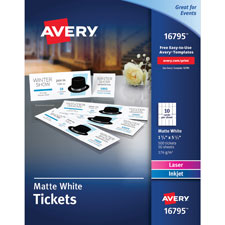 Avery Tear-Away Stubs Matte Printable Tickets