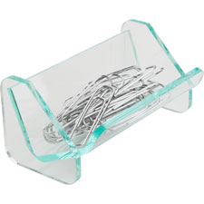 Lorell Acrylic Transp Green Edge Paper Clip Holder