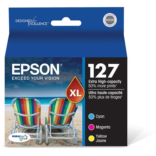 Epson T127520 (Epson 127) Cyan, Magenta, Yellow OEM Inkjet Cartridge (3 pack)