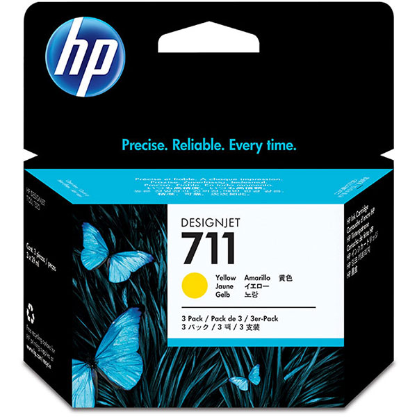 HP CZ136A (HP 711) Yellow OEM Inkjet Cartridges (3 ea)