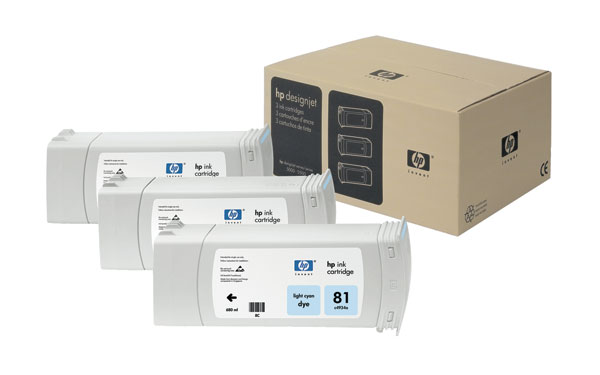 HP C5070A (HP 81) Light Cyan OEM Dye (3-Ink Multipack)