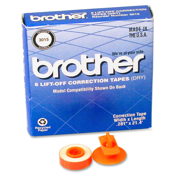 Brother 3015 Black OEM Lift-Off Correct Tape (6 pk)