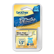 Brother P-touch System 1/2" Black on Clear M Tape