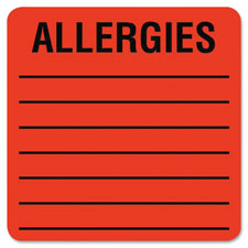 Tabbies Square ALLERGIES Labels