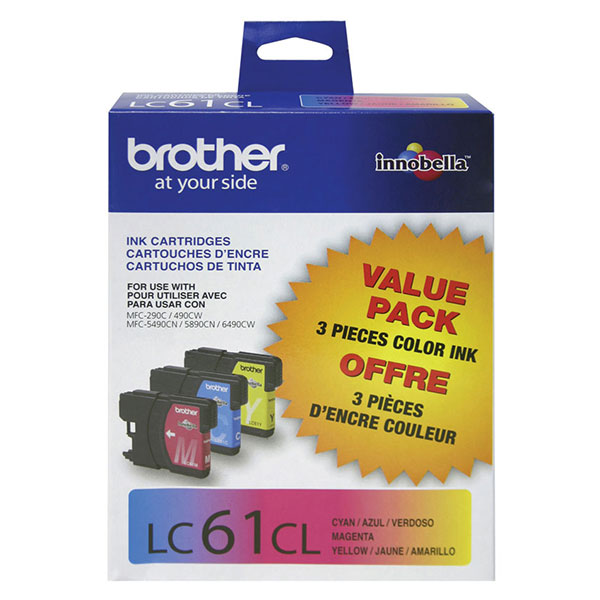 Brother LC-613PKS Cyan, Yellow, Magenta OEM Ink Cartridge (value bundle, 3pk)