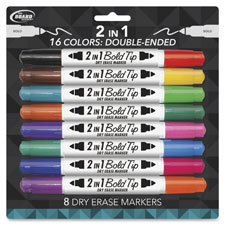 Board Dudes 2-in-1 Bold Tip Dry Erase Markers