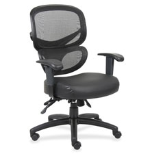 Lorell Mesh-back Leather Seat Executive Chair