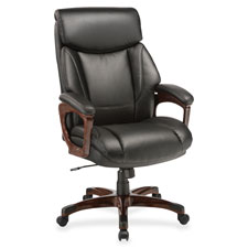 Lorell Leather High-back Wood-look Exec Chair