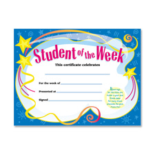 Trend Student of The Week Award Certificate