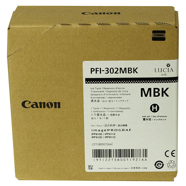 Canon 2215B001AA (PFI-302MBK) Matte Black OEM Inkjet Cartridge