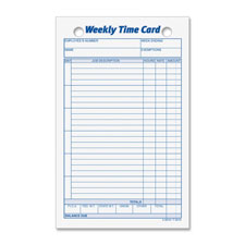 Tops Weekly Handwritten Time Cards