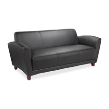 Lorell Reception Seating Black Leather Sofa