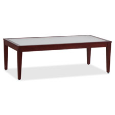 Lorell Glass Top Mahogany Frame Table